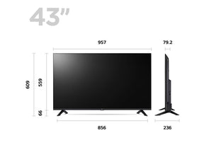LG 43UR7400 Smart TV méretei.