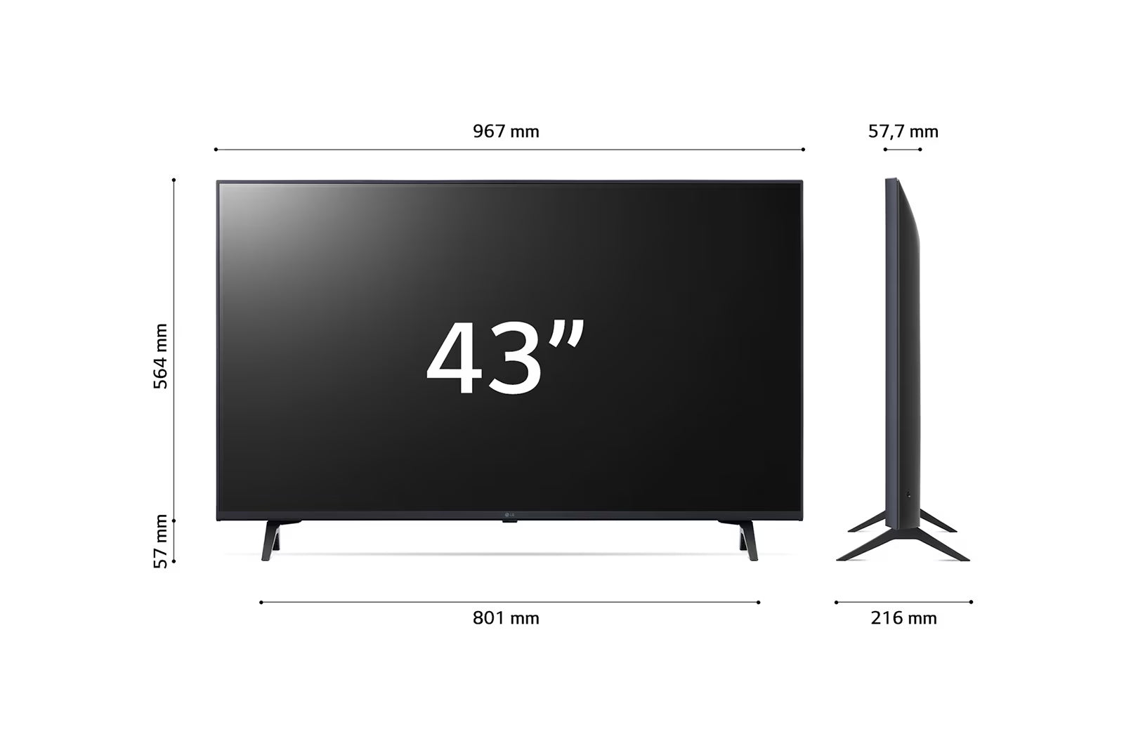 LG 43UR8000 4K Smart TV méretek.