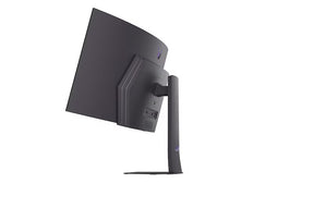 LG 45GX900A-B monitor oldalnézetben talpon, felfelé néző panellel.