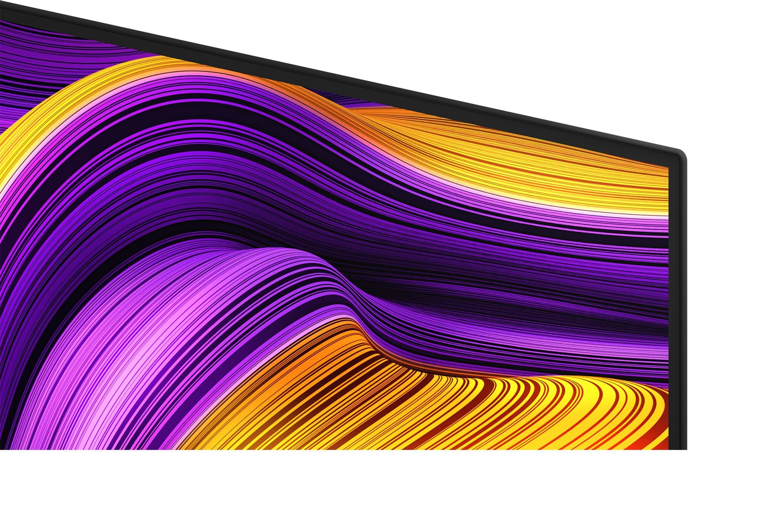 LG 48G5 OLED Televízió szupervékony kávája közelről.