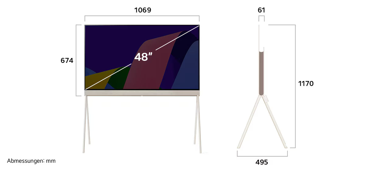 LG 48LX1 Pose OLED evo tv méretei mm-ben.
