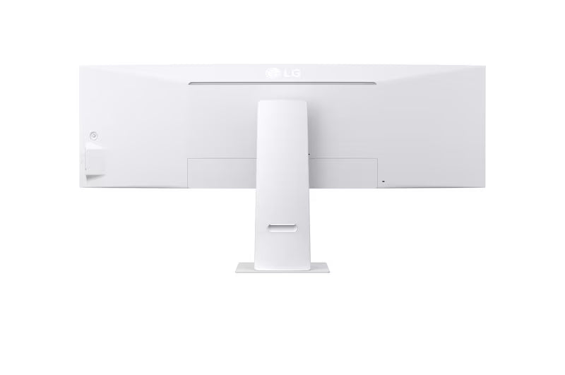 LG 49U950A-W Monitor hátulnézetben, talpon.
