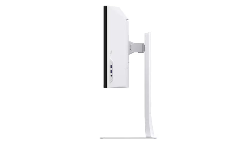 LG 49U950A-W Monitor oldalnézetben, talpon.