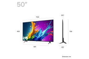 LG 50QNED80T3A televízió méretei mm-ben.