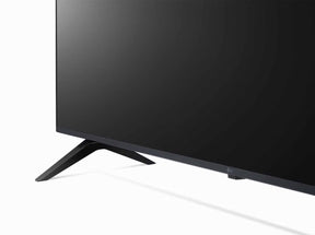 LG 50UP7700 4K Smart TV előlnézetben talpra közelítve..