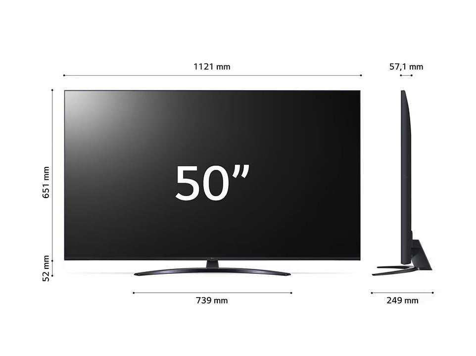 LG 50UR8100 4K Smart TV méretek.