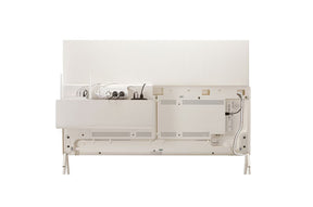 LG 55LX1 OLED televízió hátulnézetben, teljes felszereltséggel, kábelmenedzsment és elosztók.