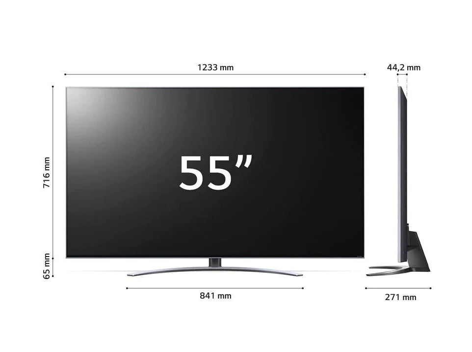 LG 55QNED823QB 4K MiniLED Gaming TV méretek.