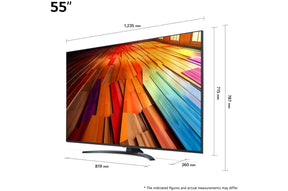 LG 55UT8100 Smart televízió méretei mm-ben.