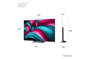 LG 65C5 OLED Televízió méretei mm-ben.