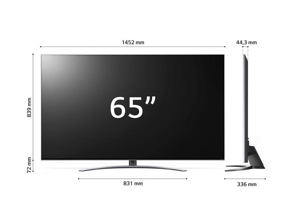 LG 65QNED823QB 4K MiniLED Gaming TV méretek.