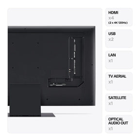 LG 65QNED823 Televízió csatlakozók a hátlapon.