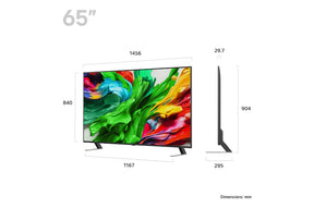 LG 65QNED85A televízió méretei mm-ben.