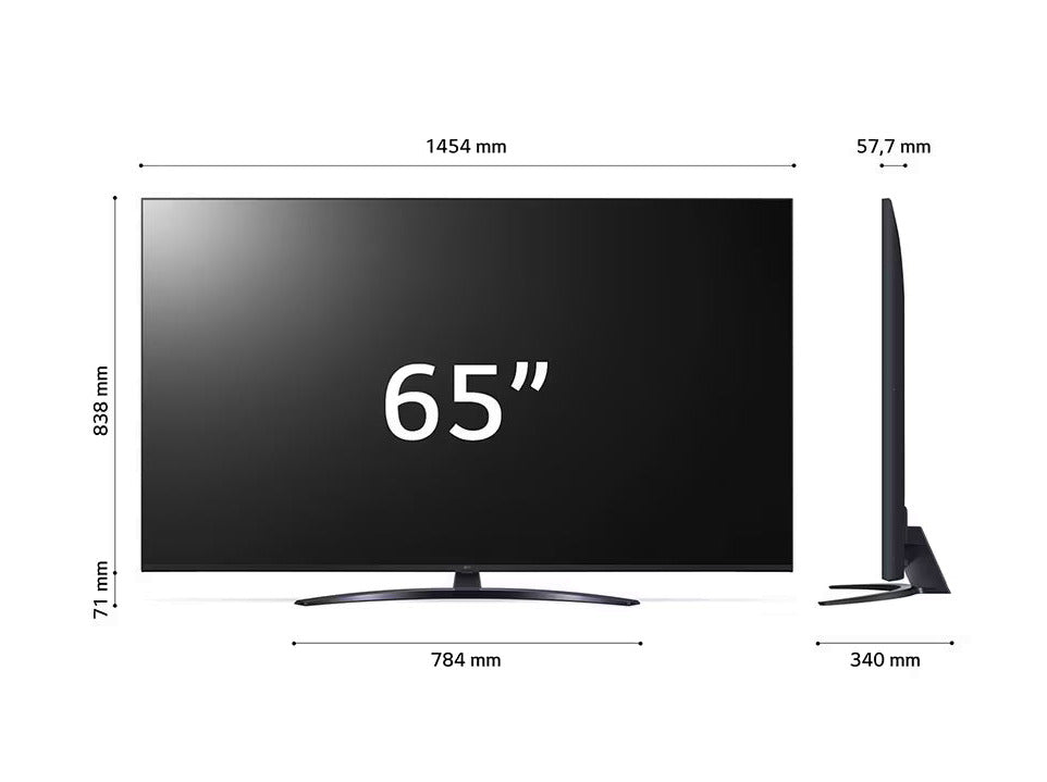 LG 65UR8100 4K Smart TV méretek.