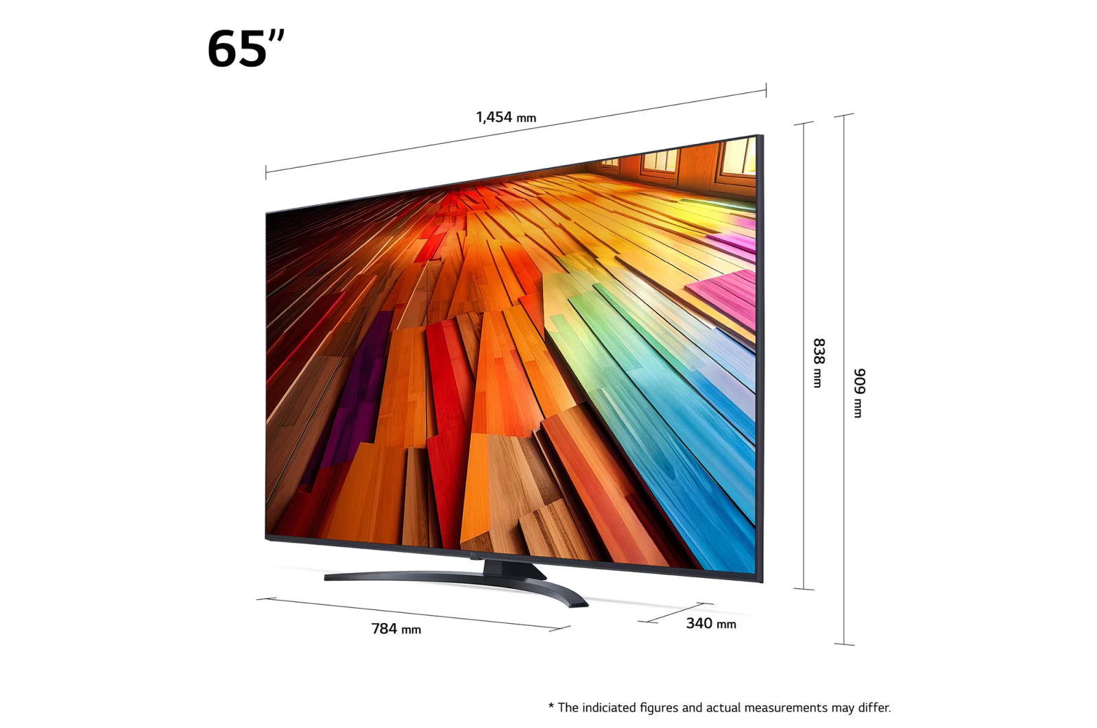 LG 65UT8100 Smart televízió méretei mm-ben.