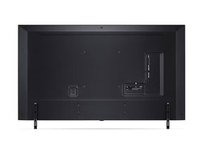 LG 75QNED7S3QA 4K Smart TV hátulnézetben, talpon.