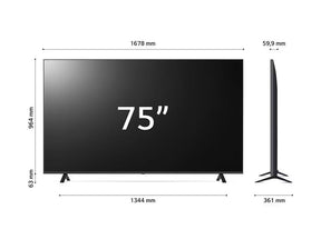 LG 75UR7800 4K Smart TV méretei.