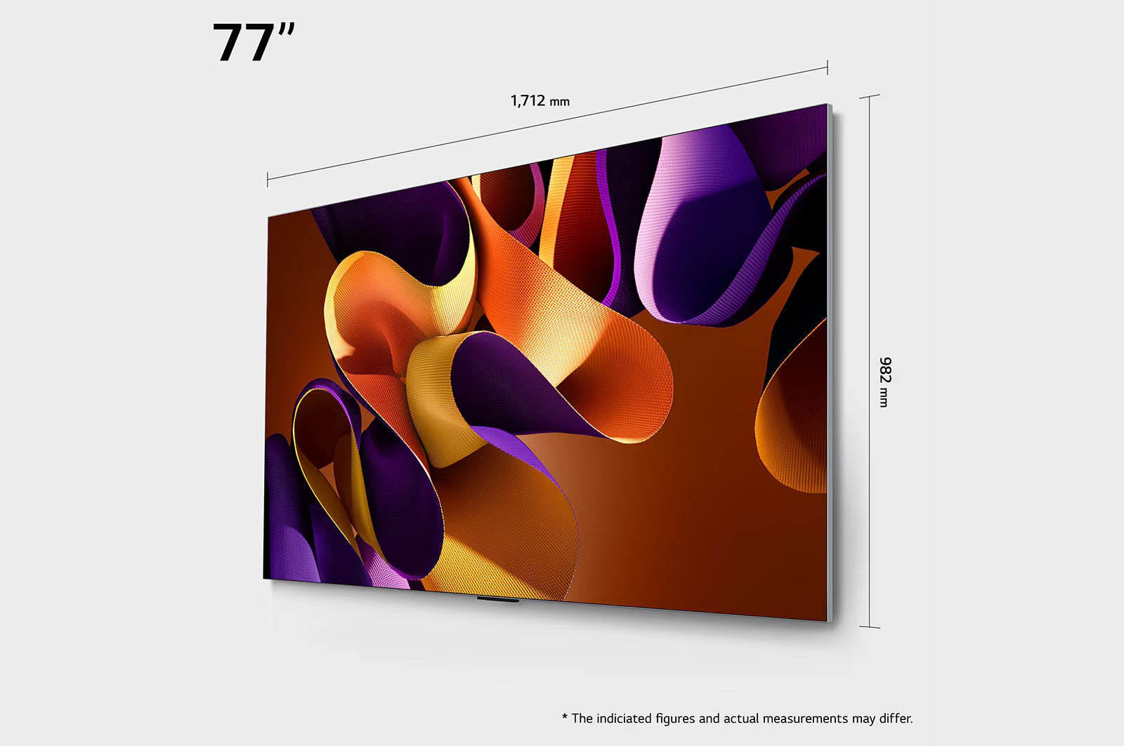 LG 77G4 OLED Televízió méretei mm-ben.