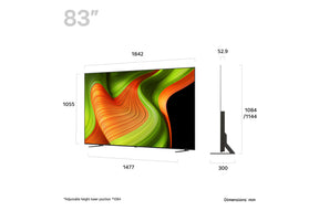 LG 83B5 OLED Televízió méretei mm-ben.