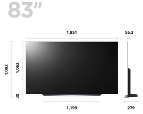 LG 83C2 OLED EVO televízió méretei.