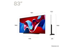 LG 83C4 OLED Televízió méretei mm-ben.