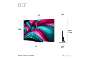 LG 83C5 OLED Televízió méretei mm-ben.