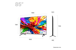 LG 85QNED92A televízió méretei mm-ben.