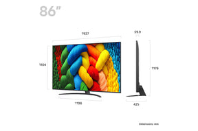LG 86NANO81A televízió méretei mm-ben.