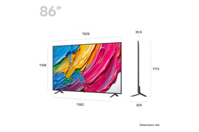 LG 86QNED80A televízió méretei mm-ben.