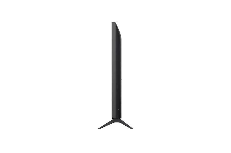LG 75NANO80A televízió oldalnézetben, talpon.