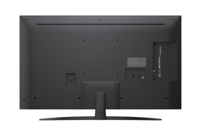 LG 86NANO80A televízió hátulnézetben, talpon.