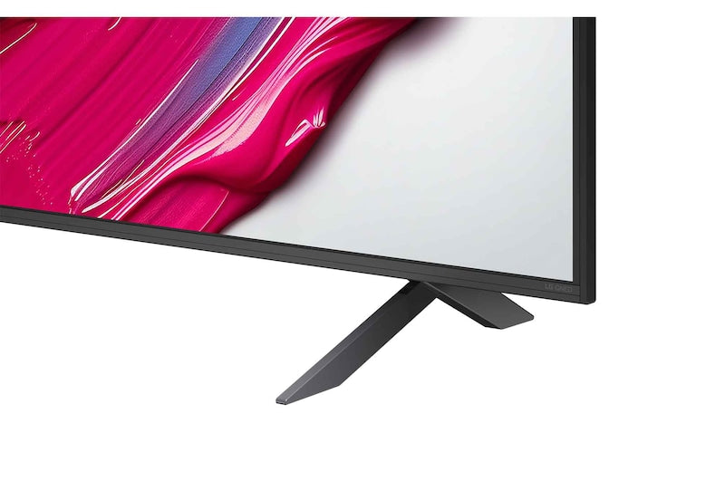 LG 75QNED80A televízió talpa közelről.