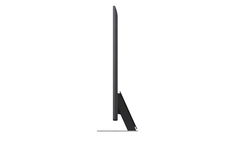 LG 55QNED87A televízió oldalnézetben, talpon.
