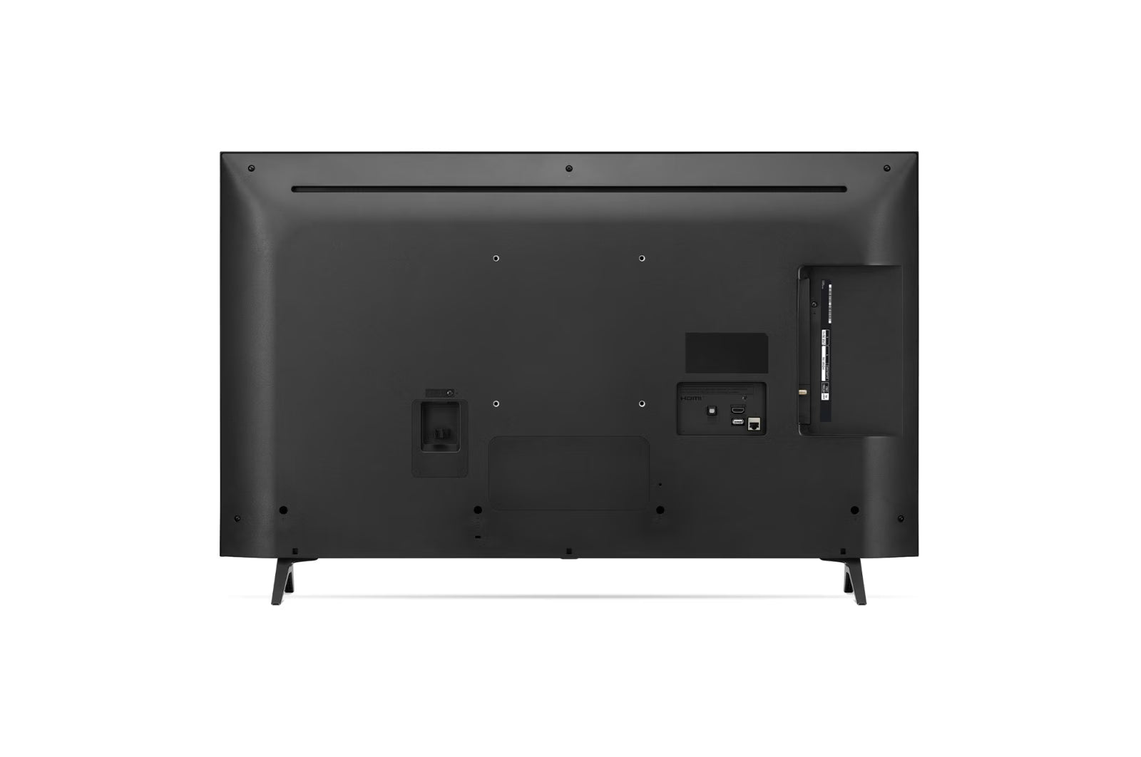 LG 70UR8000 4K Smart TV hátulnézetben, talpon.