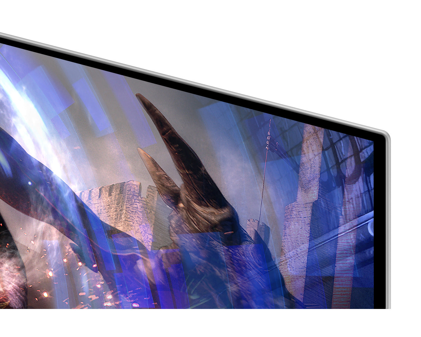 Samsung S27DG600SU Monitor vékony kávája közelről.