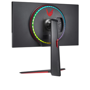 LG 27" UltraGear 4K UHD 160Hz 1ms Nano IPS Gamer Monitor hátulnézet balra fordítva csatlakozókkal rgb led világítással, 27GN950-B