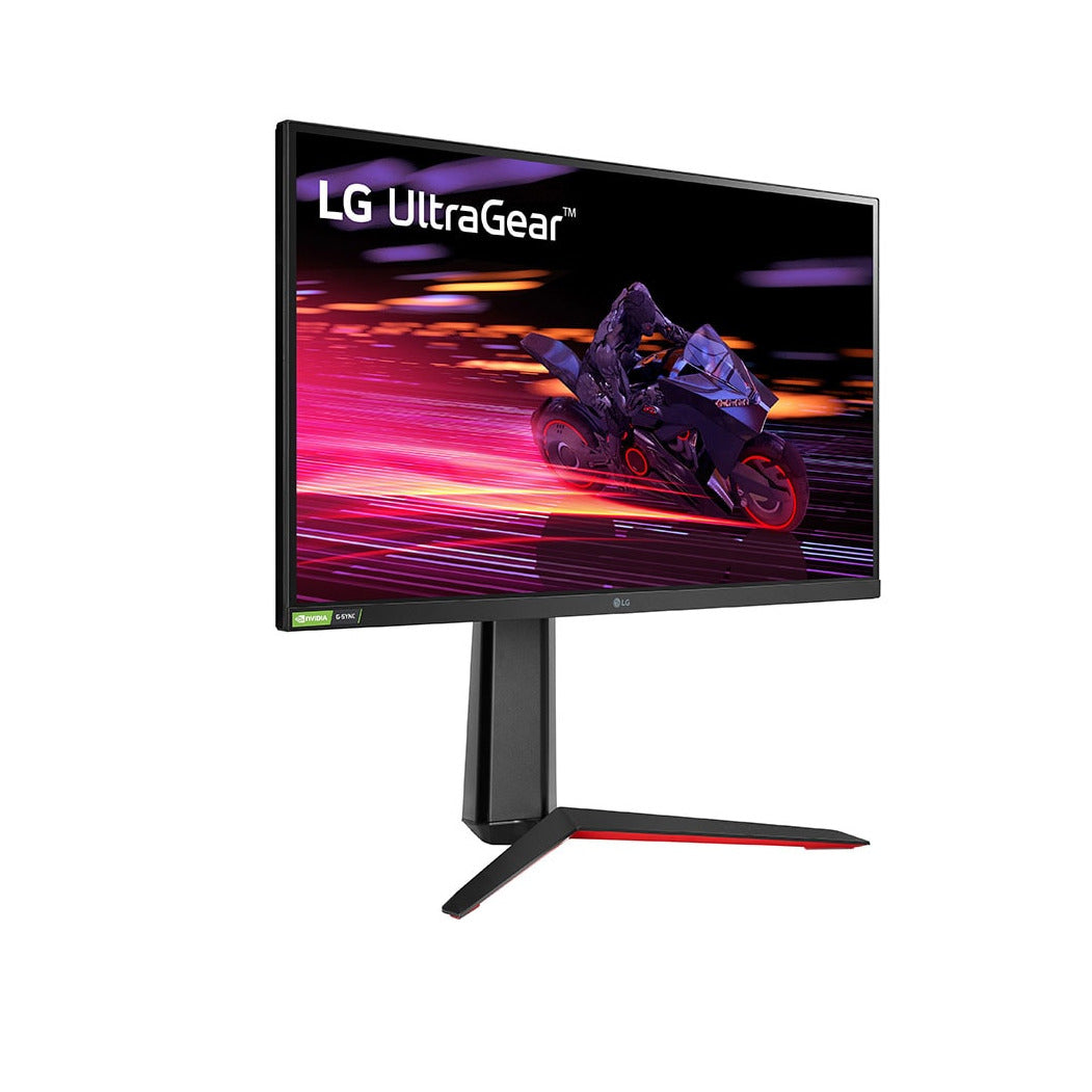 LG 27" UltraGear FHD 240Hz 1ms IPS Gamer Monitor előlnézetben balra fordítva, 27GP750-B