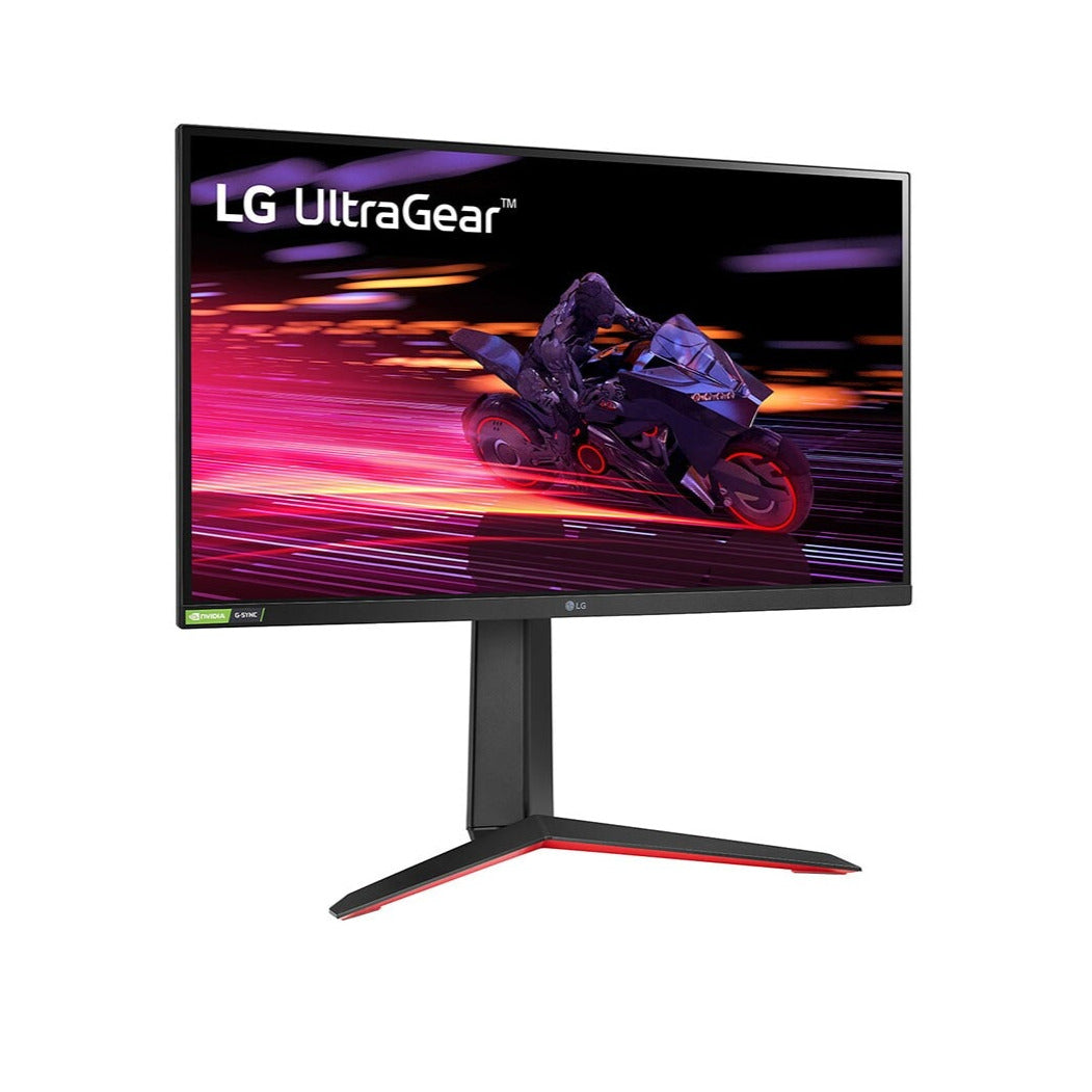 LG 27" UltraGear FHD 240Hz 1ms IPS Gamer Monitor előlnézetben enyhén jobbra fordítva, 27GP750-B