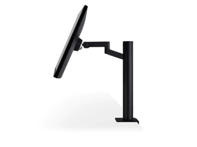 LG 27" UltraFine 4K UHD FreeSync HDR IPS Monitor oldalnézet ergo karral rögzítve megdöntve, 27UN880-B