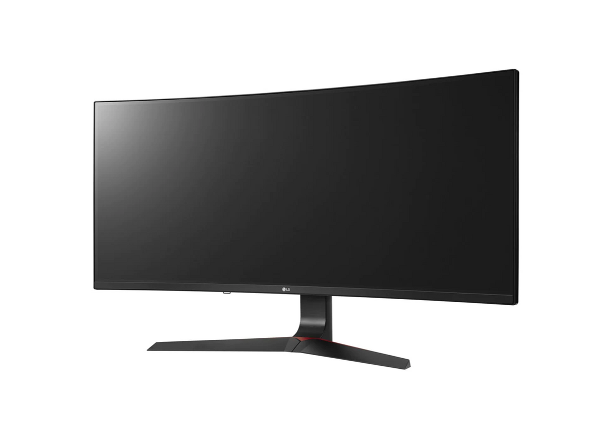 LG 34" Ívelt UltraGear FHD 144Hz 1ms IPS Gamer Monitor előlnézet enyhén balra fordítva, 34GL750-B