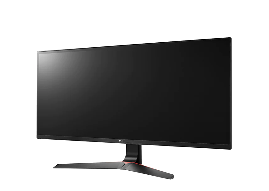 LG 34" UltraWide FHD 75Hz 1ms FreeSync IPS Gamer Monitor előlnézet enyhén balra fordítva, 34UM69G-B