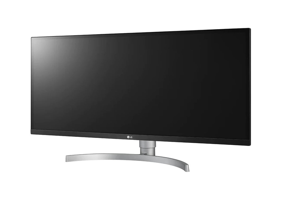 LG 34" UltraWide FHD 75Hz FreeSync HDR IPS Monitor előlnézet enyhén balra fordítva, 34WK650-W