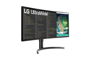 LG 35" Ívelt UltraWide 2K WQHD 100Hz FreeSync HDR VA Monitor előlnézet jobbra fordítva, 35WN73A-B