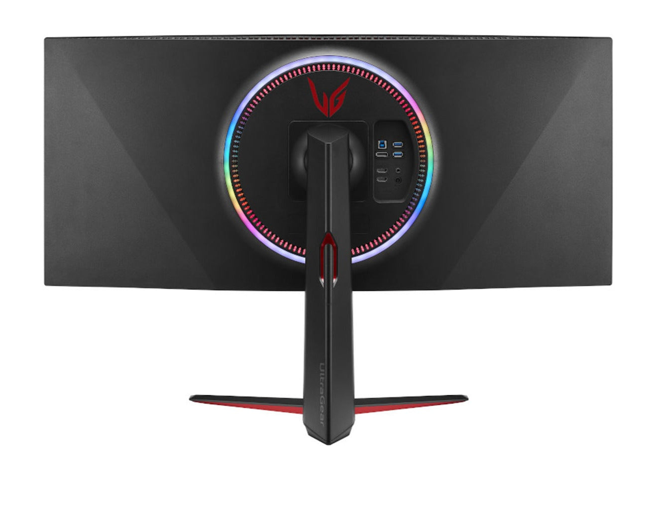 LG 38" Ívelt UltraGear 2K WQHD+ 160Hz 1ms Nano IPS Gamer Monitor hátulnézet rgb led világítással, 38GN950-B